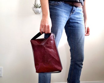 Salvaged Leather Voyager Toiletry Bag / Travel Bag /Upcycled Leather Dopp Kit Bag in Maroon