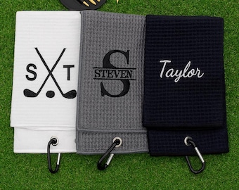 Custom Embroidered Golf Towel, Personalized Golf Towel for Men, Microfiber Golf Towel, Golf Lover Accessories, Unique Golf Gift for Dad