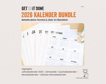 2026 Calendar Bundle | Printable annual calendar | German | Minimalist | Calendar template as PDF download |