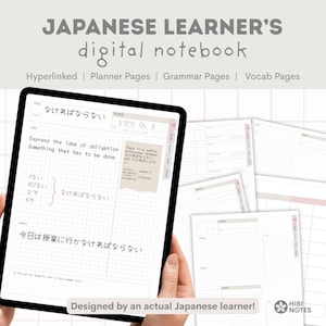 Minimalistische Japanische Sprachlernvorlage - Digitales Notizbuch für Grammatik, Vokabeln und Üben