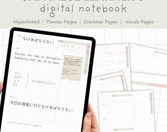 Minimalistic Japanese Language Study Template – Digital Notebook for Grammar, Vocab, and Practice