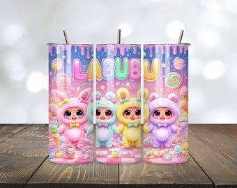 Roze cartoon beker wrap: 20oz skinny beker, png PNGEgg | Grappige stripfiguur 20oz beker wrap | Digitale download
