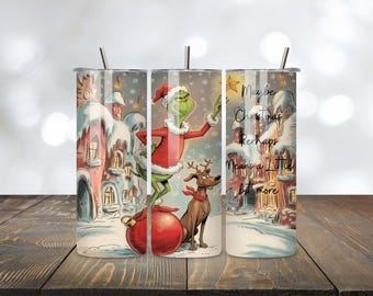 Christmas Green Guy 20oz Tumbler Wrap PNG, Trendy Christmas Movie Friends Design | Cute Green Guy Christmas Tumbler Wrap Png