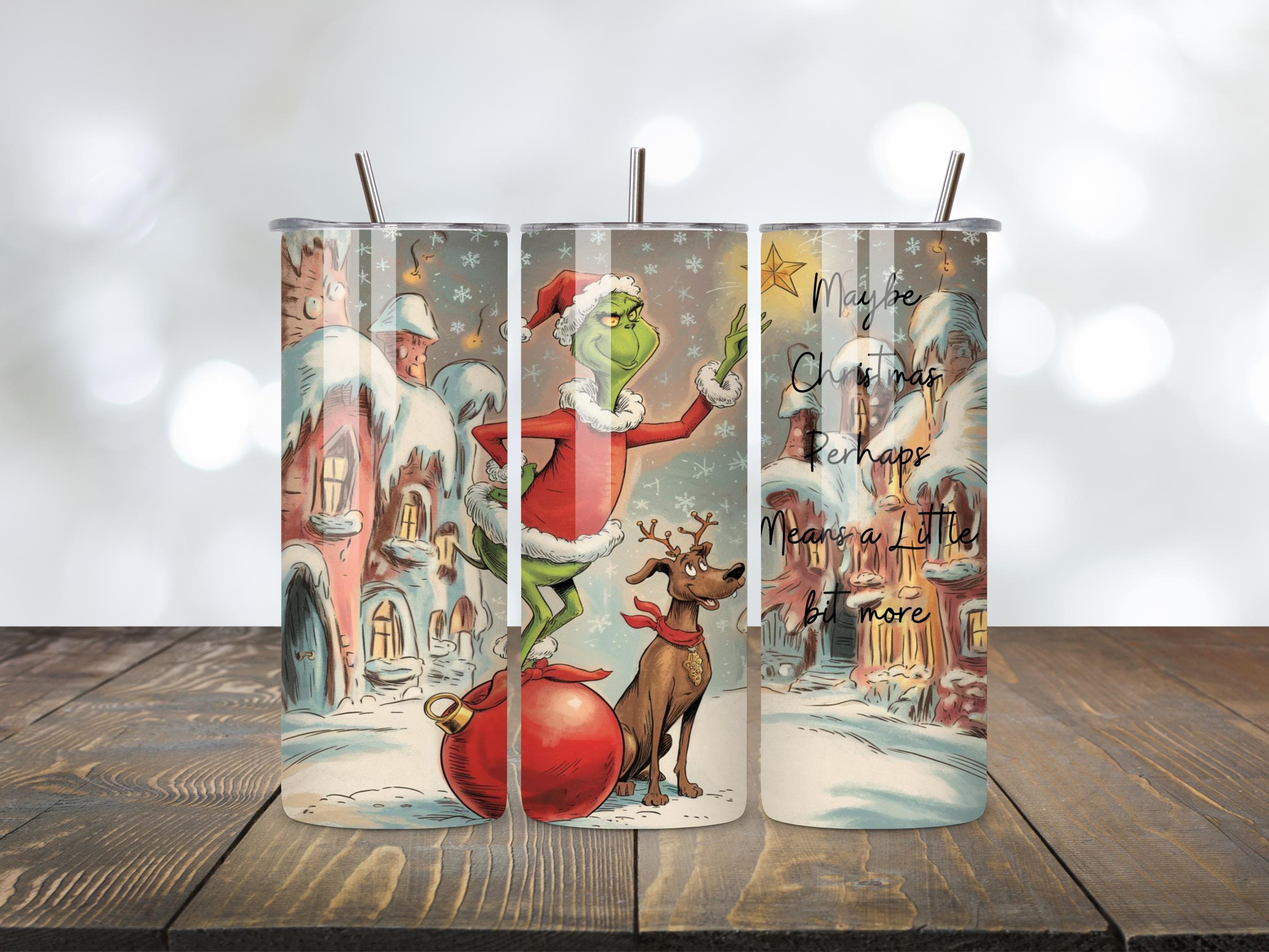 Discover Christmas Green Guy 20oz Tumbler, Trendy Christmas Movie Friends Design | Cute Green Guy Christmas Tumbler Wrap