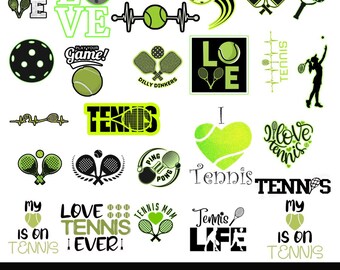 Tennis SVG Bundle 30 Designs: Sports Mom Clipart, Game Day PNG EPS Jpg Cricut Silhouette Cut Files