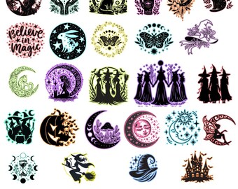 Witchcraft SVG Bundle: Witch Moon Magic Designs for Cricut, Halloween Witch Clipart