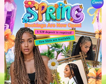 Spring Hair Booking Flyer Template: Editable Canva Beauty Salon Promotion Post Instand Download