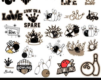 Bowling SVG Bundle: Bowling Ball and Pins Clipart for Cricut, Bowling Shirt Design PNG