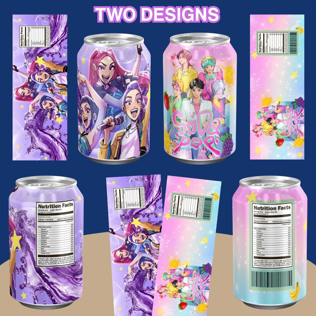 Kpop Soda Can Demon Hunters Printable | Kpop Soda Can Labels
