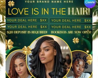 Hairstylist March Booking Flyer Template: St. Patrick's Day Canva Editable Salon Promotion Post