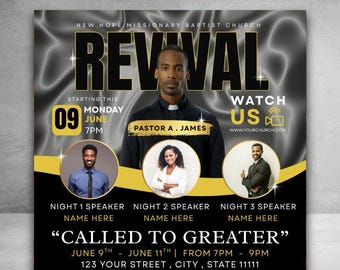 Church Revival Flyer Template | Editable Canva Religious Event Flyer | Pastor, Ministry, or Worship Event Flyer | Digital Download