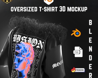 Übergroßes T-Shirt 3D Mockup | Streetwear Bekleidung, Blender File