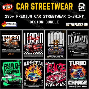 235+ Car Streetwear PNG Designs | JDM, Drift, Turbo, Muscle Car Graphics (Digital Download)