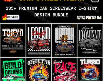 Mais de 235 designs PNG de streetwear automotivo | JDM, Drift, Turbo, Muscle Car (Download Digital)