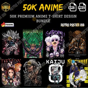 50K Anime T-Shirt Design Bundle | Digital Download PNG | Otaku Streetwear Shirt Art