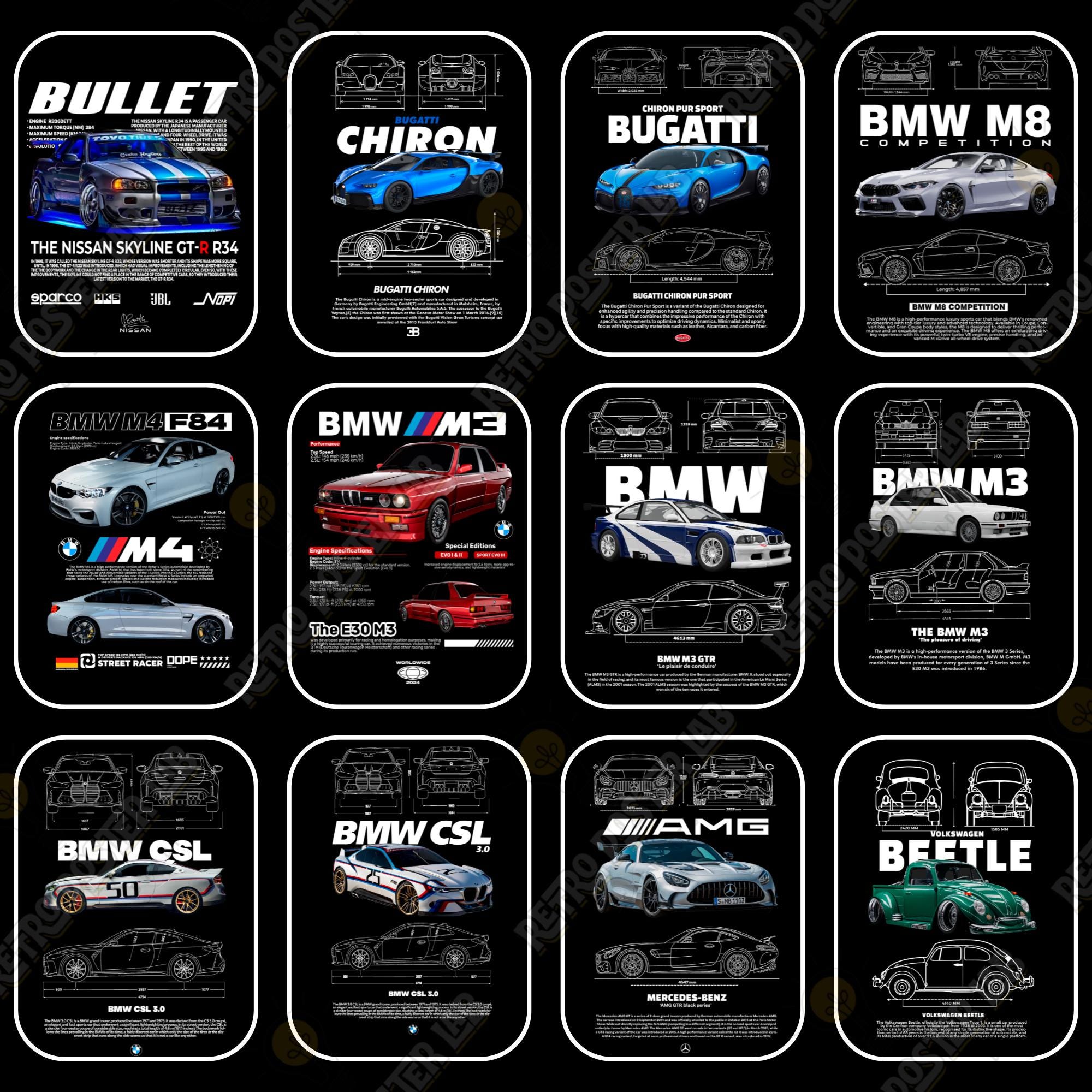 1500+ Car T-shirt Design Bundle: Supercar Vector Art (PNG Digital ...