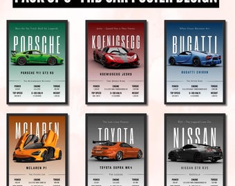 Supercar Poster Set: BMW, Ferrari, Porsche und mehr (Digitaler Download)
