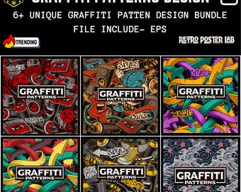 Graffiti-Muster-Bundle | Städtische Streetwear nahtlose Hintergründe (eps Vektor)