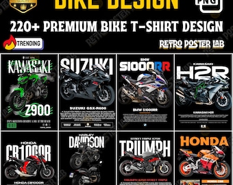 220+ Motorrad PNG-Bundle | Superbike T-Shirt Designs | MotoGP & Streetwear Grafik Paket