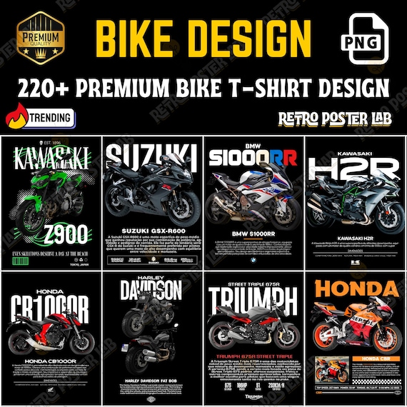 220+ Motorcycle PNG Bundle | Superbike T-Shirt Designs | MotoGP & Streetwear Graphics Pack
