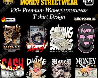 100+ Geld Streetwear T-Shirt Designs | Download für POD & Bekleidungsmarken