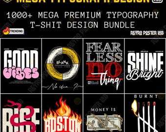 1000+ MEGA Typografie T-Shirt Designs | Streetwear PNG-Bundle (Digitaler Download)