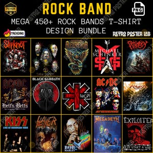 450+ Rockband T-shirt Design Bundle PNG | Musiktröja Grafik | Digital Nedladdning