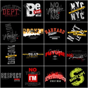 100+ Streetwear Typography PNG SVG Bundle, Urban Graffiti T-Shirt Designs, Print on Demand Ready image 2