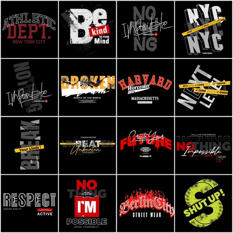100+ Streetwear Typography PNG SVG Bundle, Urban Graffiti T-Shirt Designs, Print on Demand Ready image 2