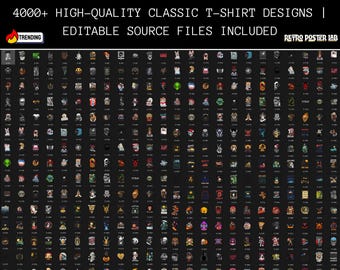4000+ Klassische Vintage T-Shirt Designs PNG Bündel | Bearbeitbare Ausgangsdateien (PNG, AI)