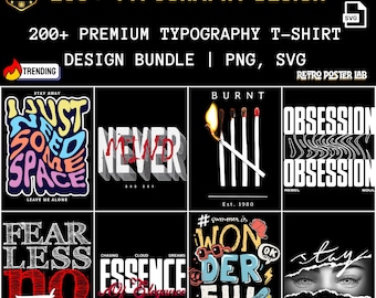 200+ Typografie T-Shirt Design Bundle (PNG, SVG) - Retro Urban Grafiken