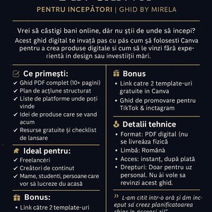 May include: Digital PDF guide titled "How to Make Money with Canva" for beginners. The guide promises to teach users how to create and sell digital products without design experience. Includes templates, TikTok & Instagram promotion guide.