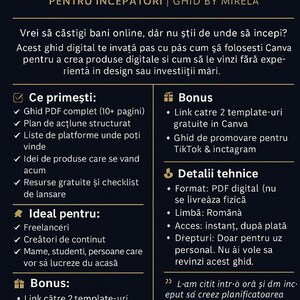 May include: Digital PDF guide titled "How to Make Money in Canva" for beginners. The guide includes a structured action plan, platform lists, product ideas, and free resources. It also offers bonus Canva templates and TikTok/Instagram promotion guides.