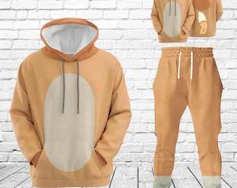 Bingo Costume Hoodie Joggers, Bingo Dog Cosplay Hoodie Hoodie, Bingo Cosplay Joggers, Orange Heeler Spooky Cosplay, Halloween Gifts
