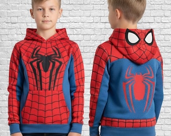 Disney Spider Man Costume Kid Hoodie, Peter Parker Cosplay Costume Sweatshirt, 3D Halloween Cosplay Costume, Spiderman Halloween Gifts