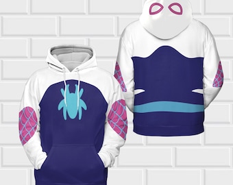 Moletom infantil cosplay roxo da Spider Gwen, moletom com fantasia de aranha Gwen Stacy, moletom com fantasia de super-herói da Disney, presentes do Homem-Aranha