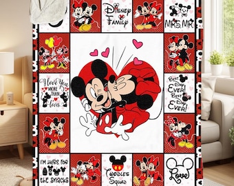 Disney Mickey Minnie Fleece-Decke, Micky Maus-Decke, Minnie Maus Fleece-Decke, Disney Paar Geschenke, Magic Kingdom Geschenke
