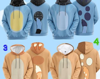 Blue Dog Family Hoodie, Blue Costume Hoodie, Blue Dog Cosplay Hoodie, Bandit Bingo Dog Hoodie, Halloween Costume Dog Hoodie