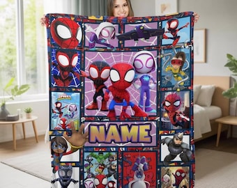 Manta personalizada de Spidey y sus increíbles amigos, manta polar de los increíbles amigos, manta de cumpleaños de Spiderman, manta de Spiderman
