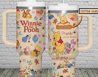 Personalized Winnie The Pooh 40oz Tumbler, Pooh and Friends Tumbler Cup, Disney Movie Insulated Tumbler, Pooh Lover Gift, Gift For Her