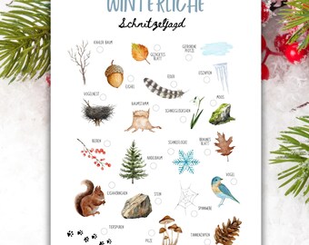 Winterliche Outdoor-Schnitzeljagd für Kids (PDF & JPG Download)