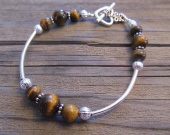 Golden Tigers Eye Bracelet in Silver