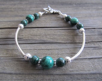 Pulsera de Malaquita en Plata