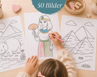 Egypt Coloring Book for Kids PDF, 50 Egypt Coloring Pages to Print, Egypt Coloring Book, Travel Coloring Book for Ages 4 and Up