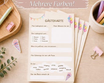 Back-to-school guest cards in beige, pink & turquoise - wishes and memories for the start of school | Fill-in cards | Guest book