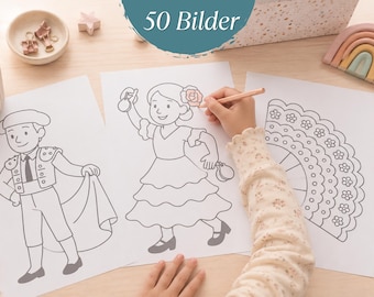Spain Coloring Book for Children – 50 Printable Coloring Pages (PDF) | Discover Spain Through Play | Ages 4 and Up