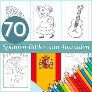 Spain Coloring Book for Children as PDF | 70 Coloring Pages to Print | Discover Spain & Culture | Ages 4 and up | Digital Download