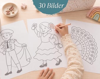 Spain Coloring Book for Kids – 30 Printable Coloring Pages (PDF) | Discover Spain Through Play | Ages 4+