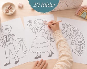 Spain Coloring Book for Children – 20 Printable Coloring Pages (PDF) | Discover Spain Through Play | Ages 4 and Up
