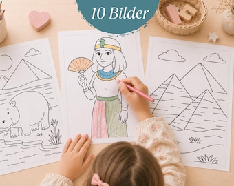 Egypt Coloring Book for Kids PDF, 10 Egypt Coloring Pages to Print, Egypt Coloring Book, Travel Coloring Book for Ages 4 and Up